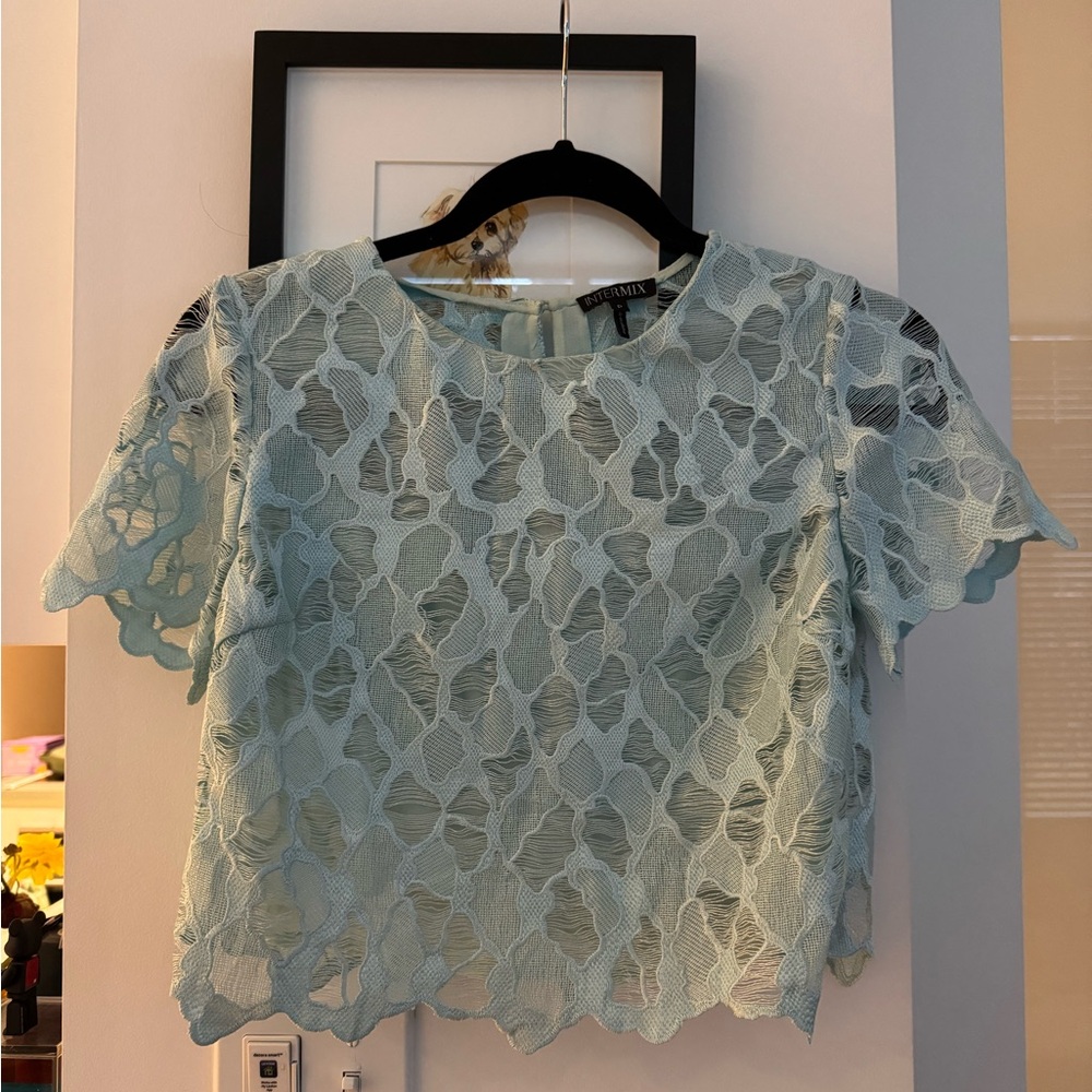 Intermix Scalloped Edge Lace Crop Top